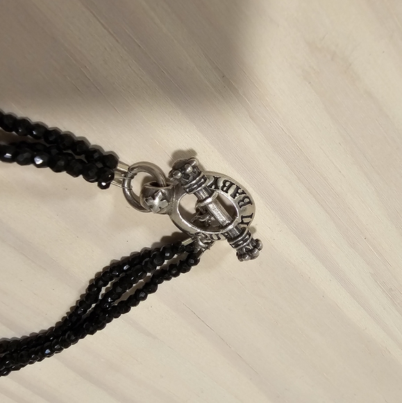 Black Spinel Necklace w/ Crowned Heart - Picture 6 of 9